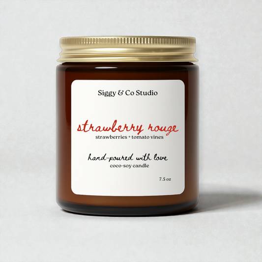 Strawberry Rouge- Strawberries & Tomato Vine Scented Premium Coco-soy candle