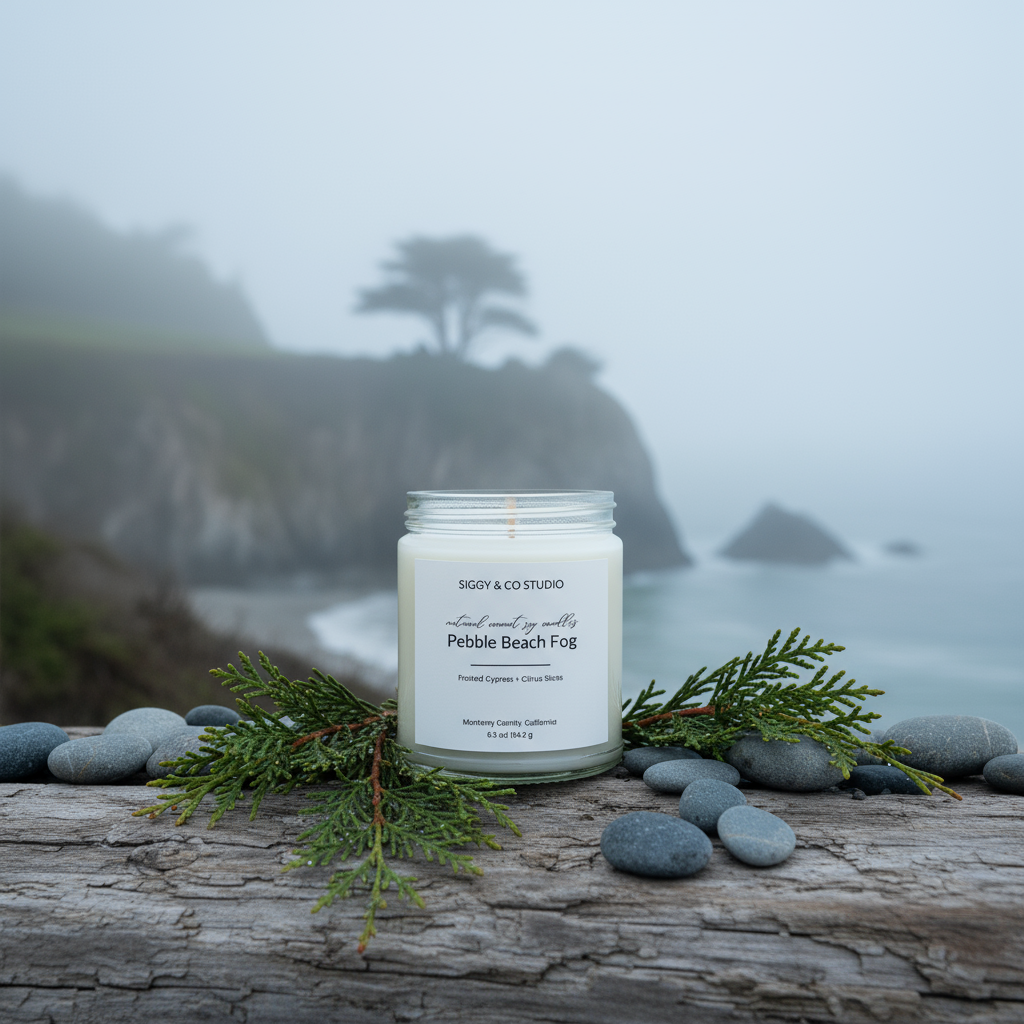 Pebble Beach Fog coastal scene