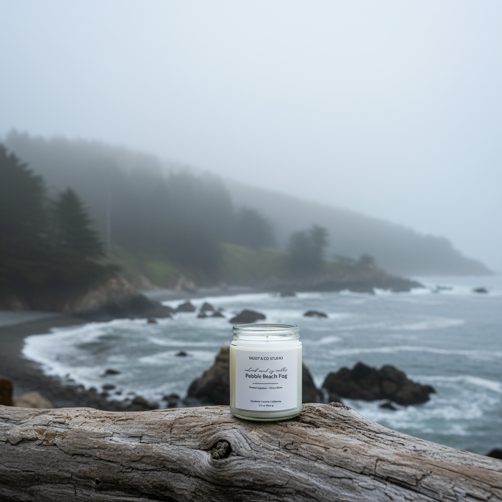 Pebble Beach Fog wide angle coastal scene