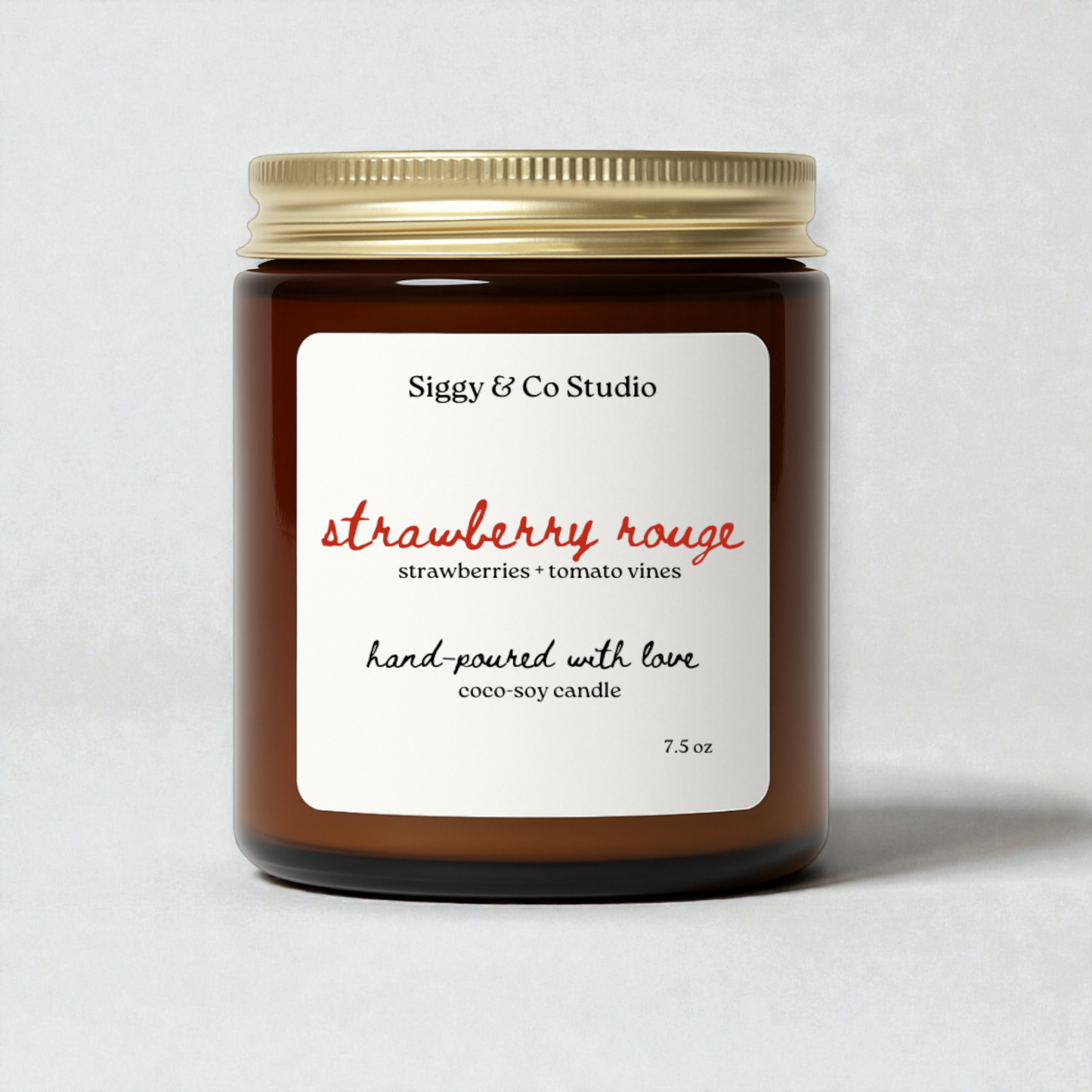 Strawberry Rouge- Strawberries & Tomato Vine Scented Premium Coco-soy candle
